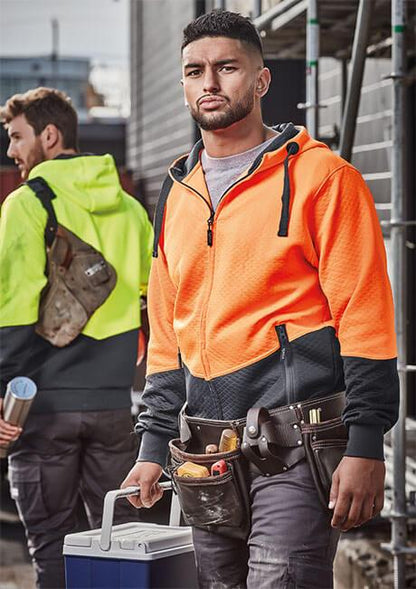 Syzmik ZT478 Unisex Hi Vis Textured Jacquard Full Zip Hoodie-Clearance