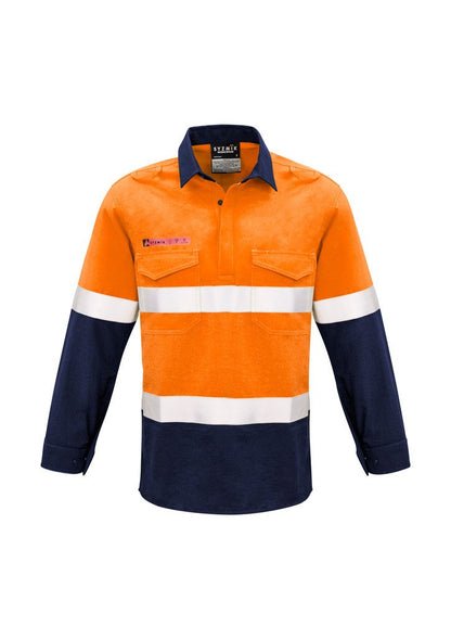 Syzmik Mens FR Closed Front Hooped Taped Spliced Shirt (ZW133)