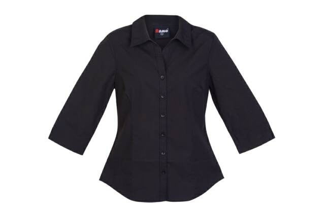 Ramo-Ramo Ladies 3/4 Sleeve Shirts-Black / 8-Uniform Wholesalers - 3