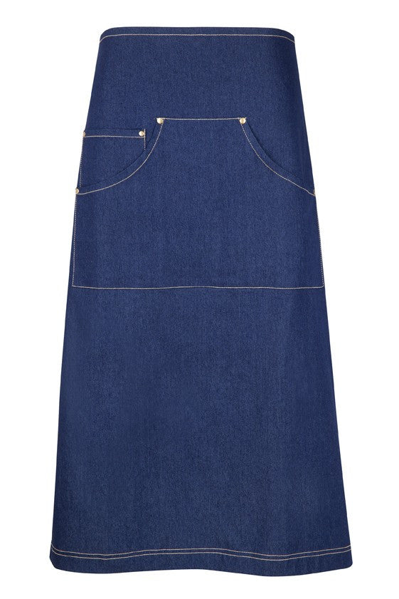 Ramo-Ramo Denim Full Length Apron (new)-Navy-Uniform Wholesalers - 4
