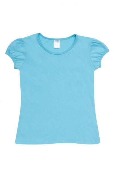 Ramo-Ramo Girls Short Puff Sleeve Tee-Aqua / 0-Uniform Wholesalers - 2