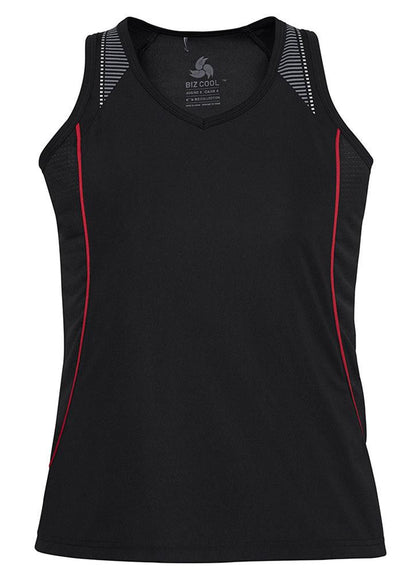 Biz Collection-Biz Collection Ladies Razor Singlet-Black/Red / 8-Uniform Wholesalers - 2
