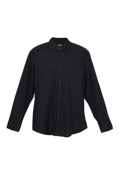 Ramo-Ramo Mens Military Long Sleeve Shirts-Black / S-Uniform Wholesalers - 4
