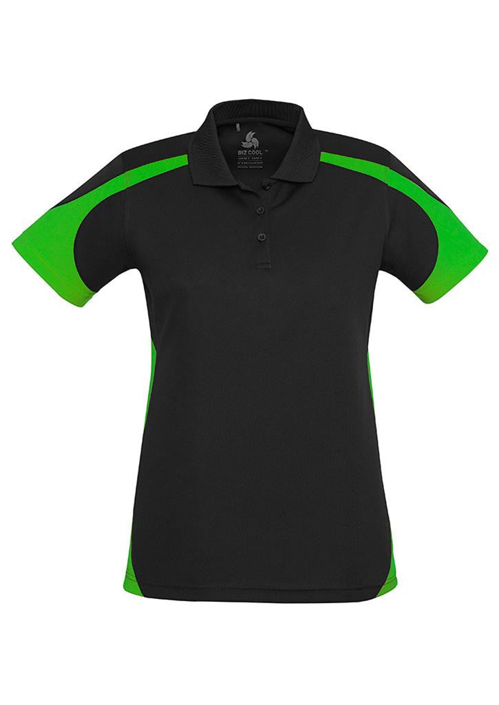 Biz Collection-Biz Collection Ladies Talon Polo-Black/Green / 8-Uniform Wholesalers - 6