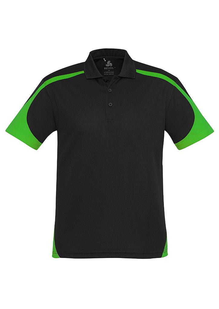 Biz Collection-Biz Collection Mens Talon Polo-Black/Green / S-Uniform Wholesalers - 5