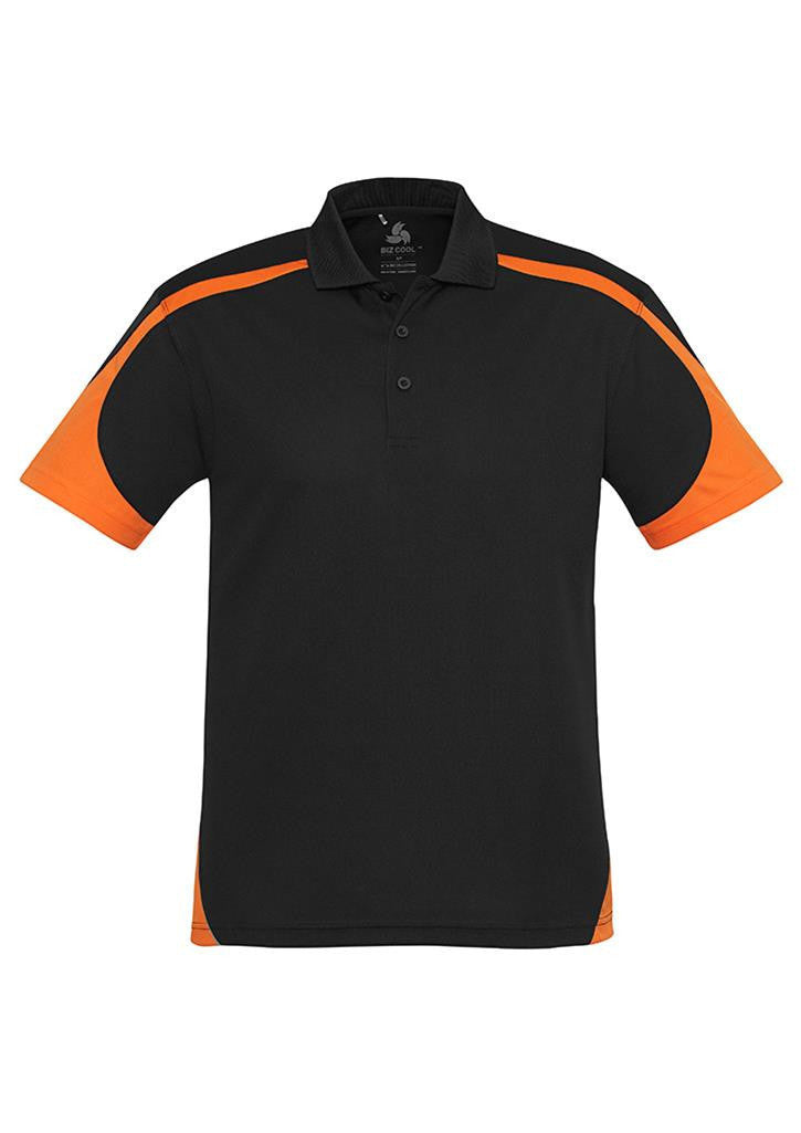 Biz Collection-Biz Collection Mens Talon Polo-Black/Orange / S-Uniform Wholesalers - 1