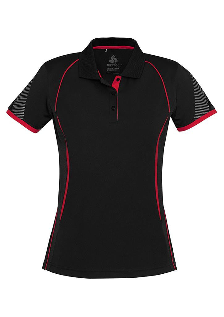 Biz Collection-Biz Collection Ladies Razor Polo-Black/Red / 8-Uniform Wholesalers - 2