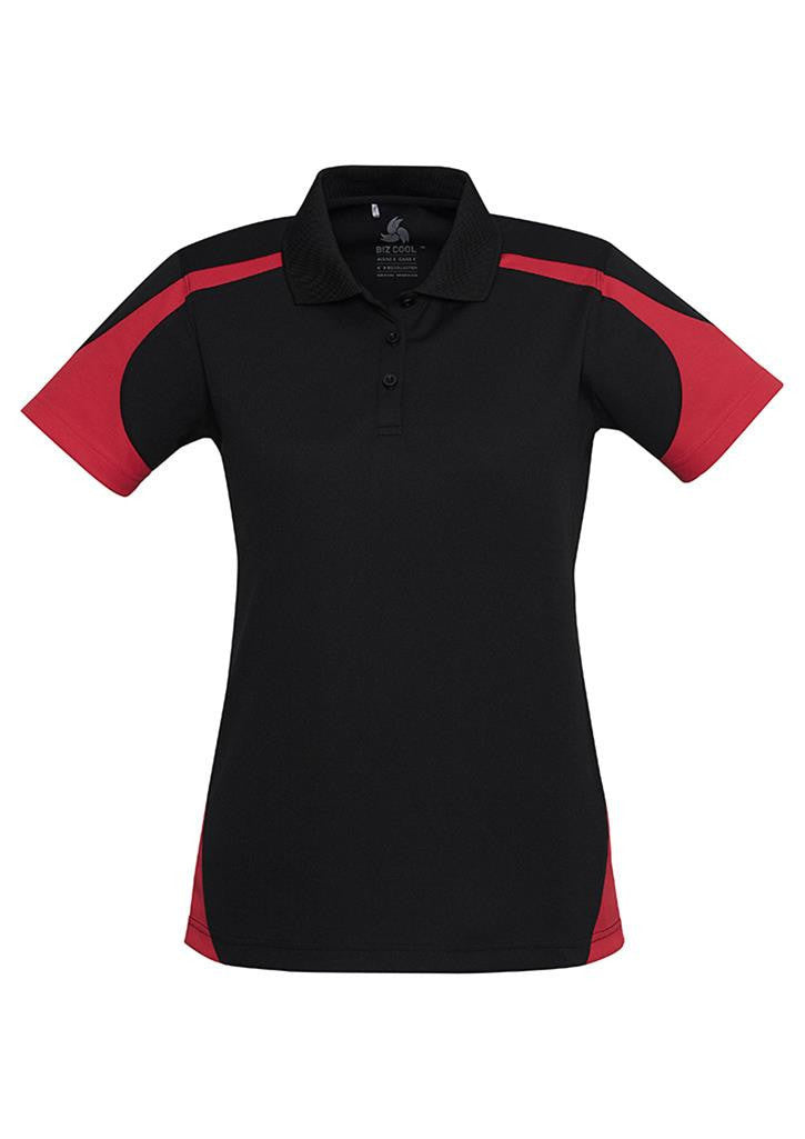Biz Collection-Biz Collection Ladies Talon Polo-Black/Red / 8-Uniform Wholesalers - 2