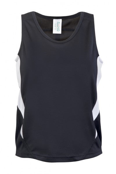 Ramo-Ramo Kids Accelerator Cool-Dry Singlet	(new)-Black/Whiite / 4-Uniform Wholesalers - 4