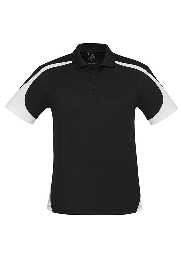 Biz Collection-Biz Collection Mens Talon Polo-Black/White / S-Uniform Wholesalers - 2