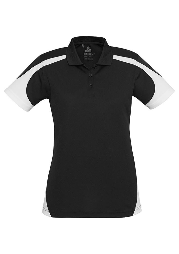Biz Collection-Biz Collection Ladies Talon Polo-Black/White / 8-Uniform Wholesalers - 5