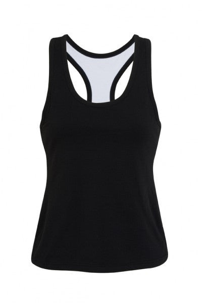 Ramo-Ramo Ladies Self Brassiere Singlet-Black / 8-Uniform Wholesalers - 2