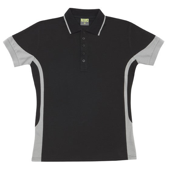 Ramo-Ramo Ladies Contrast Polo-Black/Grey / 8-Uniform Wholesalers - 3