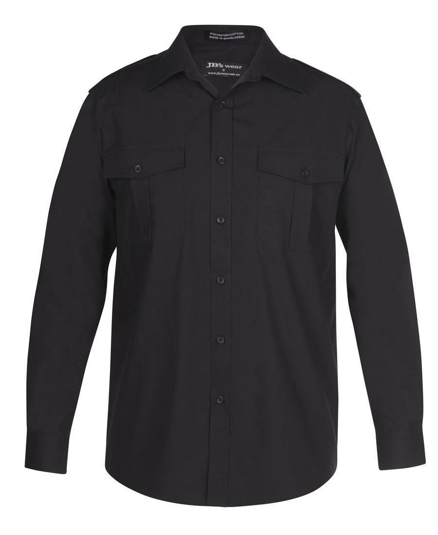 JB's Wear-Jb's Epaulette Gents Shirt-BLACK L/S / S-Uniform Wholesalers - 8