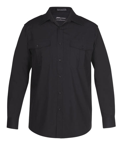 JB's Wear-Jb's Epaulette Gents Shirt-BLACK L/S / S-Uniform Wholesalers - 8