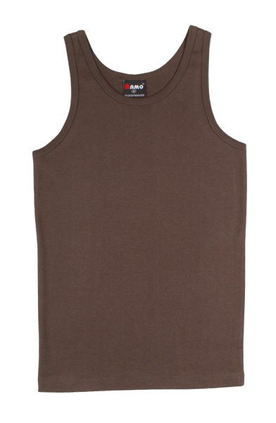 Ramo-Ramo Mens Rib Singlet-Brown / S-Uniform Wholesalers - 4