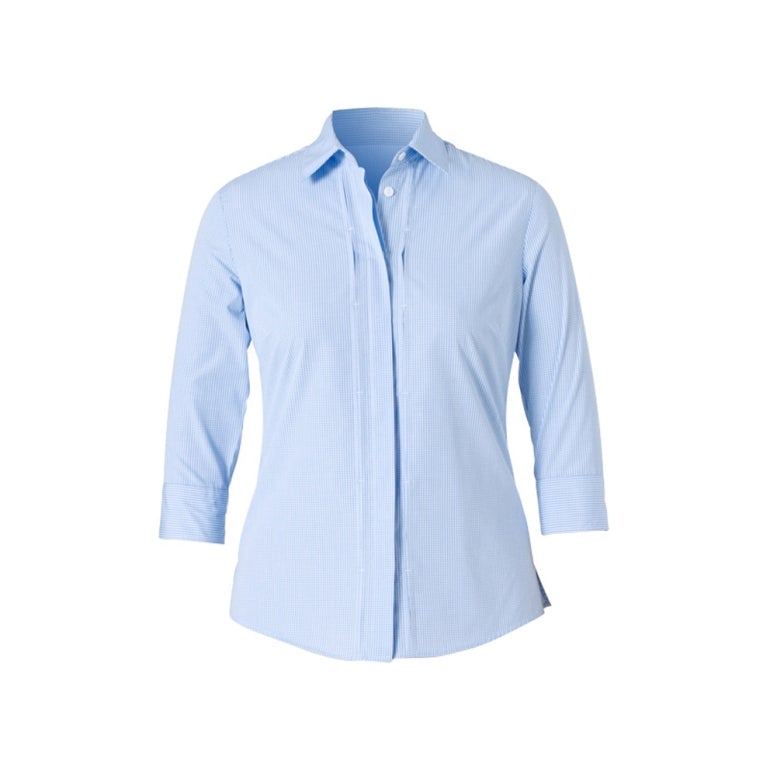 NNT Uniforms Gingham  3/4 Sleeve Tuck Shirt(CAT4L8)