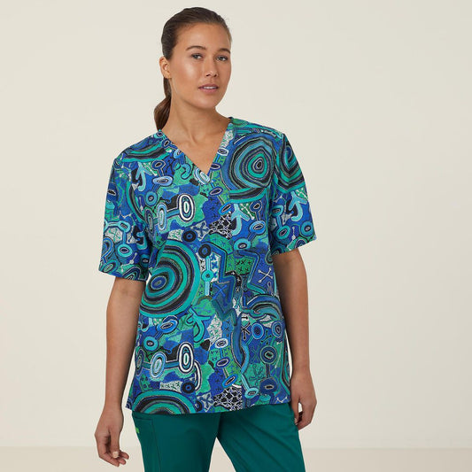 NNT Polyester Print Warlu Indigenous Scrub Top (CATRFR)