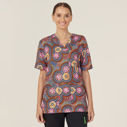 NNT Uniforms Bush Tucker Indigenous Print Scrub Top (CATRGJ)