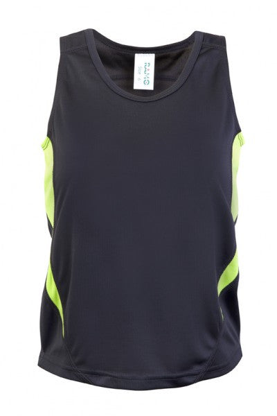 Ramo-Ramo Kids Accelerator Cool-Dry Singlet	(new)-Charcoal/Lime / 4-Uniform Wholesalers - 6