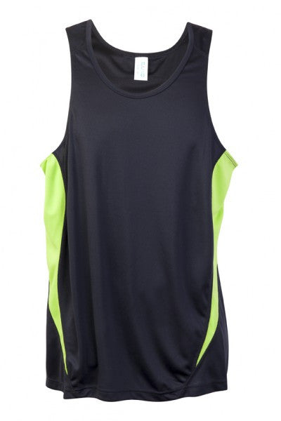 Ramo-Ramo Mens Accelerator Cool Dry Singlet	(new)-Charcoal/Lime / S-Uniform Wholesalers - 6