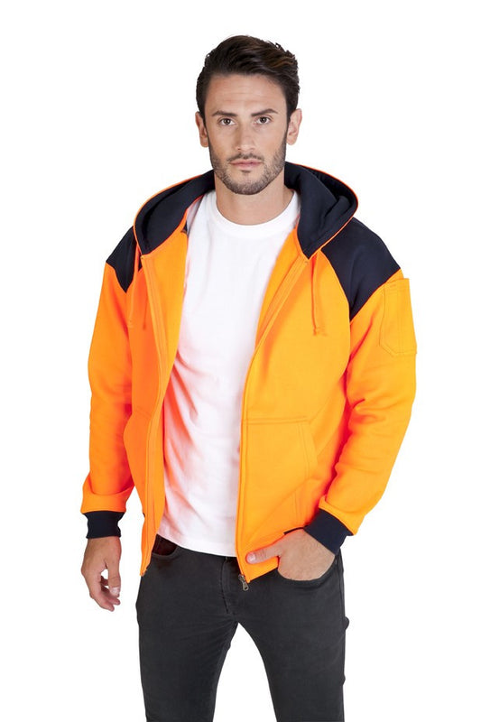 Ramo-Ramo Mens' Contrast  Fleece Zip Hoodie--Uniform Wholesalers - 1