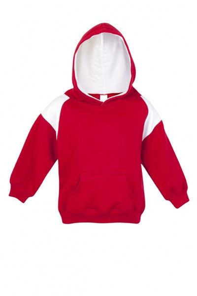 Ramo-Ramo Kids Shoulder Contrast Panel Hoodies-Red/White / 00-Uniform Wholesalers - 2