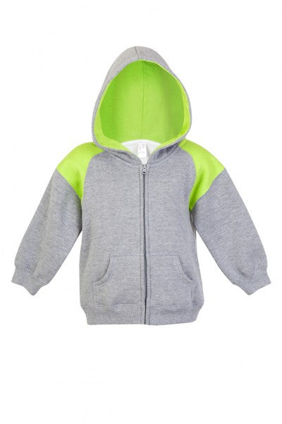 Ramo-Ramo Kids Shoulder Contrast Panel Hoodies with Zipper-Grey Marl/Lime / 00-Uniform Wholesalers - 4