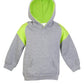 Ramo-Ramo Kids Shoulder Contrast Panel Hoodies-Grey Marl/Lime / 00-Uniform Wholesalers - 5