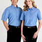 Biz Collection-Biz Collection Ladies Wrinkle Free Chambray Short Sleeve Shirt-Chambray / 8-Uniform Wholesalers