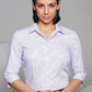 Aussie Pacific-Aussie Pacific Lady Henley 3/4 Sleeve Shirt-White/Purple / 4-Uniform Wholesalers - 2