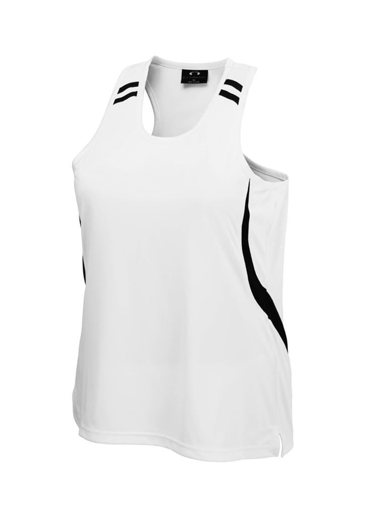 Biz Collection-Biz Collection Ladies Flash Singlet 1st (11 colour)-White/Black / 6-Uniform Wholesalers - 12