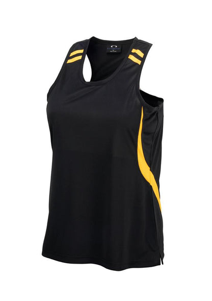 Biz Collection-Biz Collection Ladies Flash Singlet 1st (11 colour)-Black/Gold / 6-Uniform Wholesalers - 4