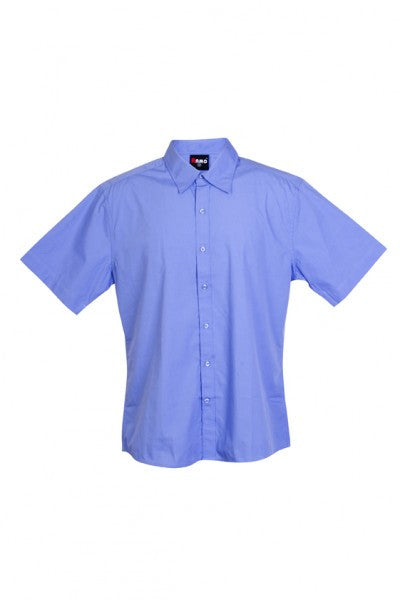 Ramo-Ramo Mens Short Sleeve Shirts-Mid Blue / S-Uniform Wholesalers - 6