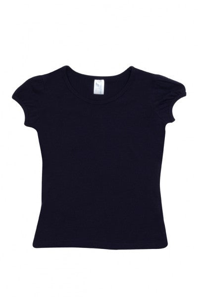 Ramo-Ramo Girls Short Puff Sleeve Tee-Navy / 0-Uniform Wholesalers - 4