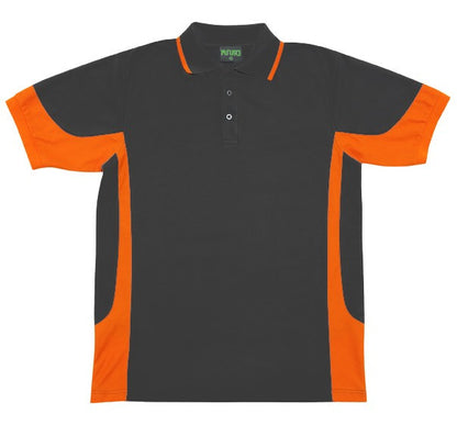 Ramo-Ramo Mens Contrast Polo-New Charcoal/Orange / S-Uniform Wholesalers - 4