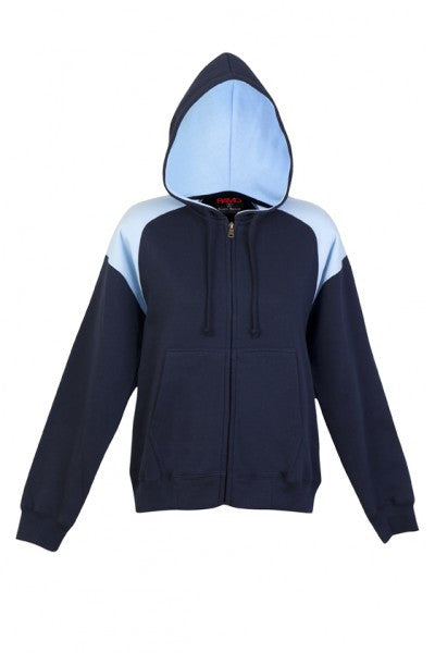 Ramo-Ramo Ladies/Juniors Shoulder Contrast ZIP Hoodie-Navy/Sky / 4-Uniform Wholesalers - 3