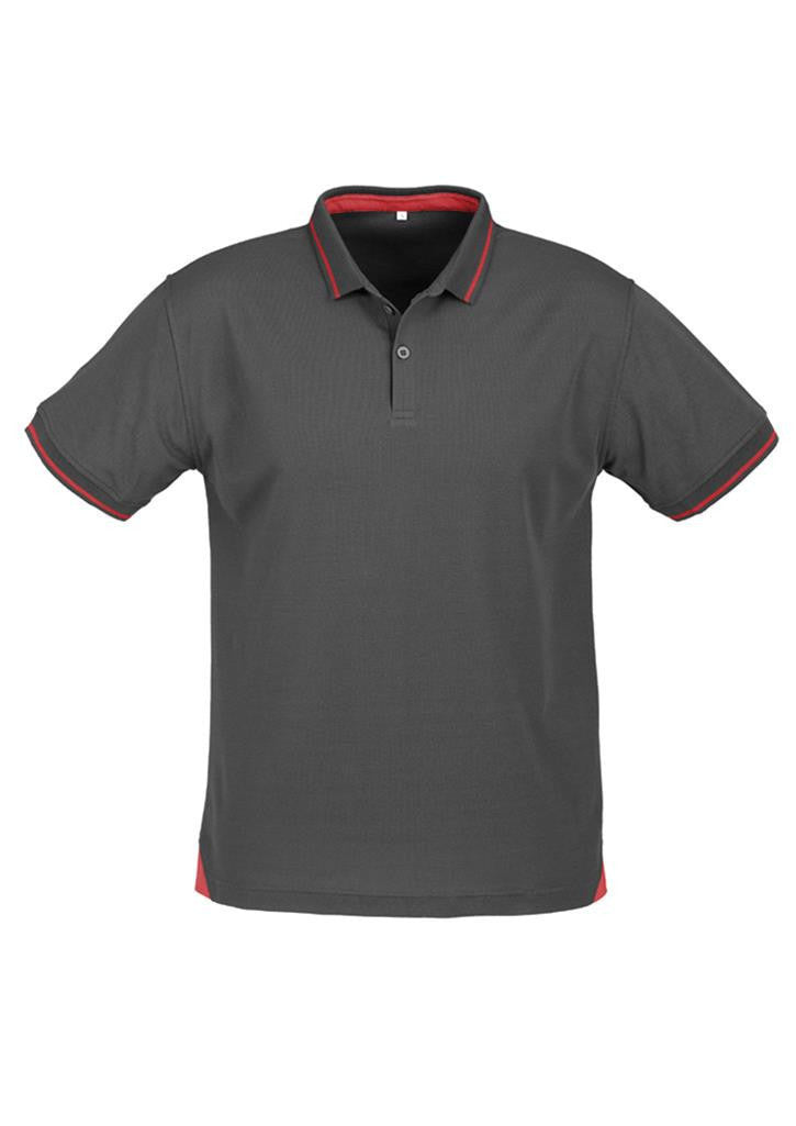 Biz Collection-Biz Collection Mens Jet Polo-Steel Grey / Red / Small-Uniform Wholesalers - 7