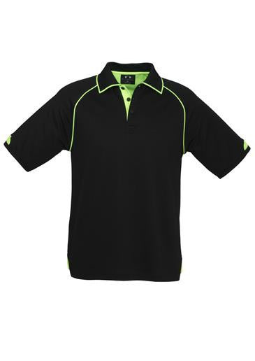 Biz Collection-Biz Collection Mens Fusion Polo-Black / Fluro Lime / Small-Uniform Wholesalers - 1