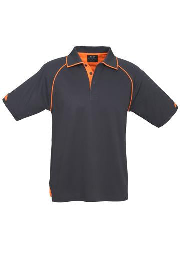 Biz Collection-Biz Collection Mens Fusion Polo-Grey / Fluro Orange / Small-Uniform Wholesalers - 3