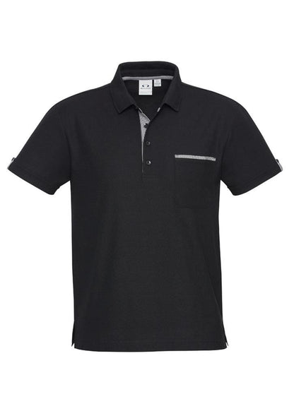 Biz Collection-Biz Collection Edge Mens Polo-Black/Edge Check / S-Uniform Wholesalers - 1