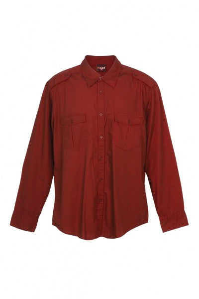 Ramo-Ramo Mens Military Long Sleeve Shirts-Red / S-Uniform Wholesalers - 9