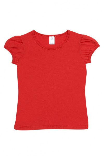 Ramo-Ramo Girls Short Puff Sleeve Tee-Red / 0-Uniform Wholesalers - 10