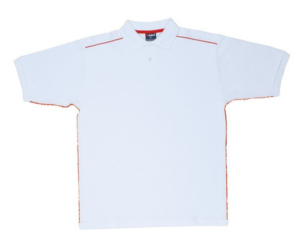 Ramo-Ramo Mens 100% Cotton Pique Knit With Piping-White/Red / S-Uniform Wholesalers - 8