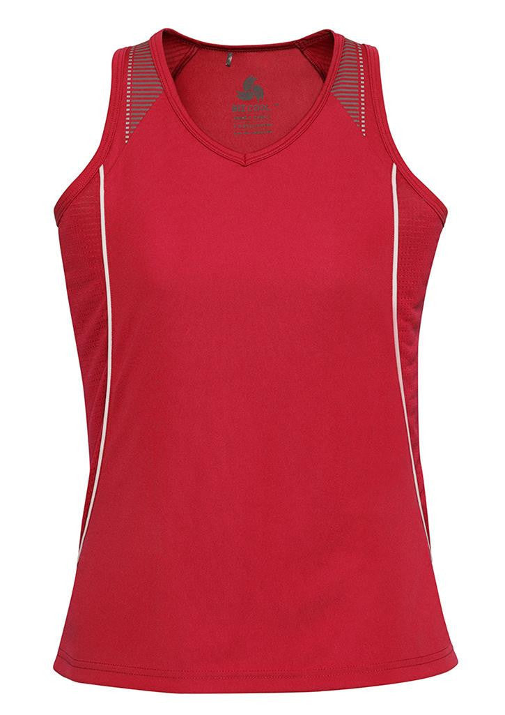 Biz Collection-Biz Collection Ladies Razor Singlet-Red/White / 8-Uniform Wholesalers - 6