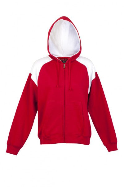 Ramo-Ramo Ladies/Juniors Shoulder Contrast ZIP Hoodie-Red/White / 4-Uniform Wholesalers - 4