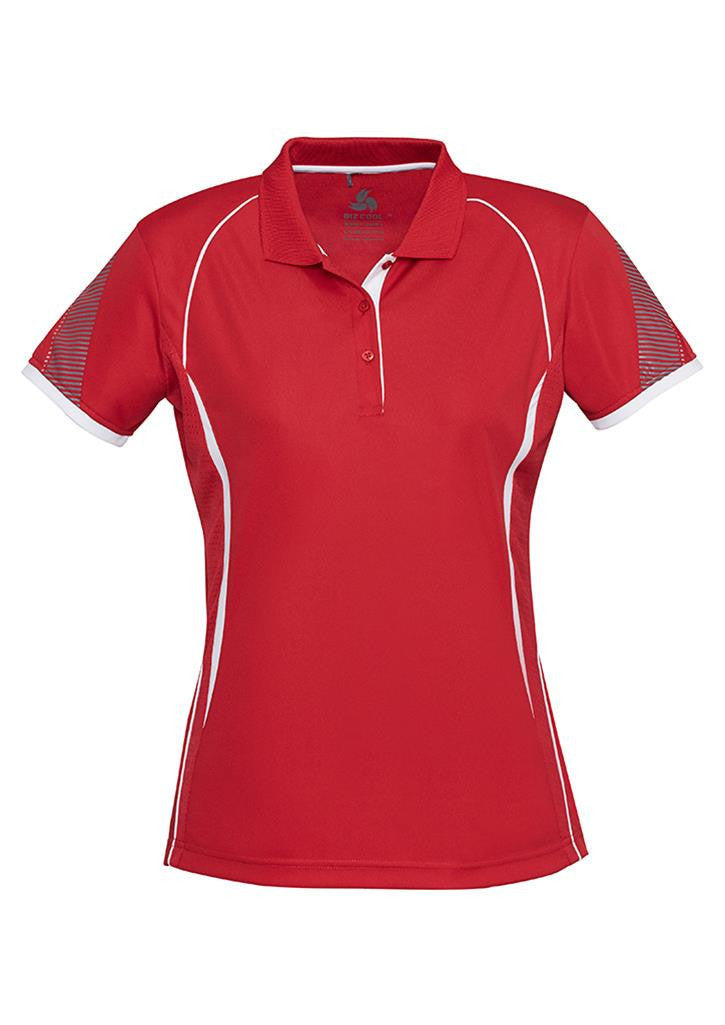 Biz Collection-Biz Collection Ladies Razor Polo-Red/White / 8-Uniform Wholesalers - 9