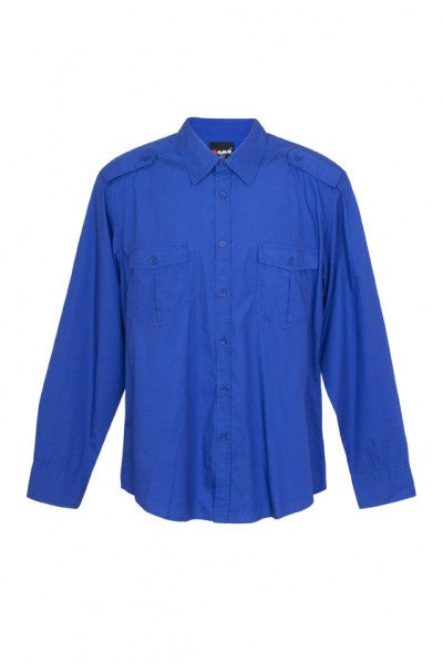 Ramo-Ramo Mens Military Long Sleeve Shirts-Royal Blue / S-Uniform Wholesalers - 10