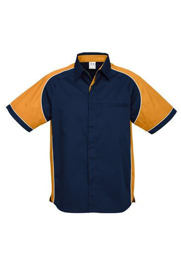 Biz Collection-Biz Collection Mens Nitro Shirt-Navy / Gold / White / S-Uniform Wholesalers - 11