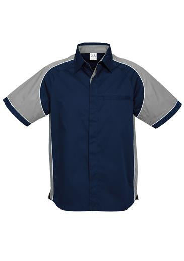 Biz Collection-Biz Collection Mens Nitro Shirt-Navy / Grey / White / S-Uniform Wholesalers - 12